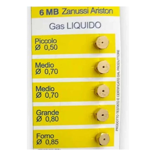Kit 5 ugelli 6 MB GPL per cucina piano cottura 4 fuochi + forno universale