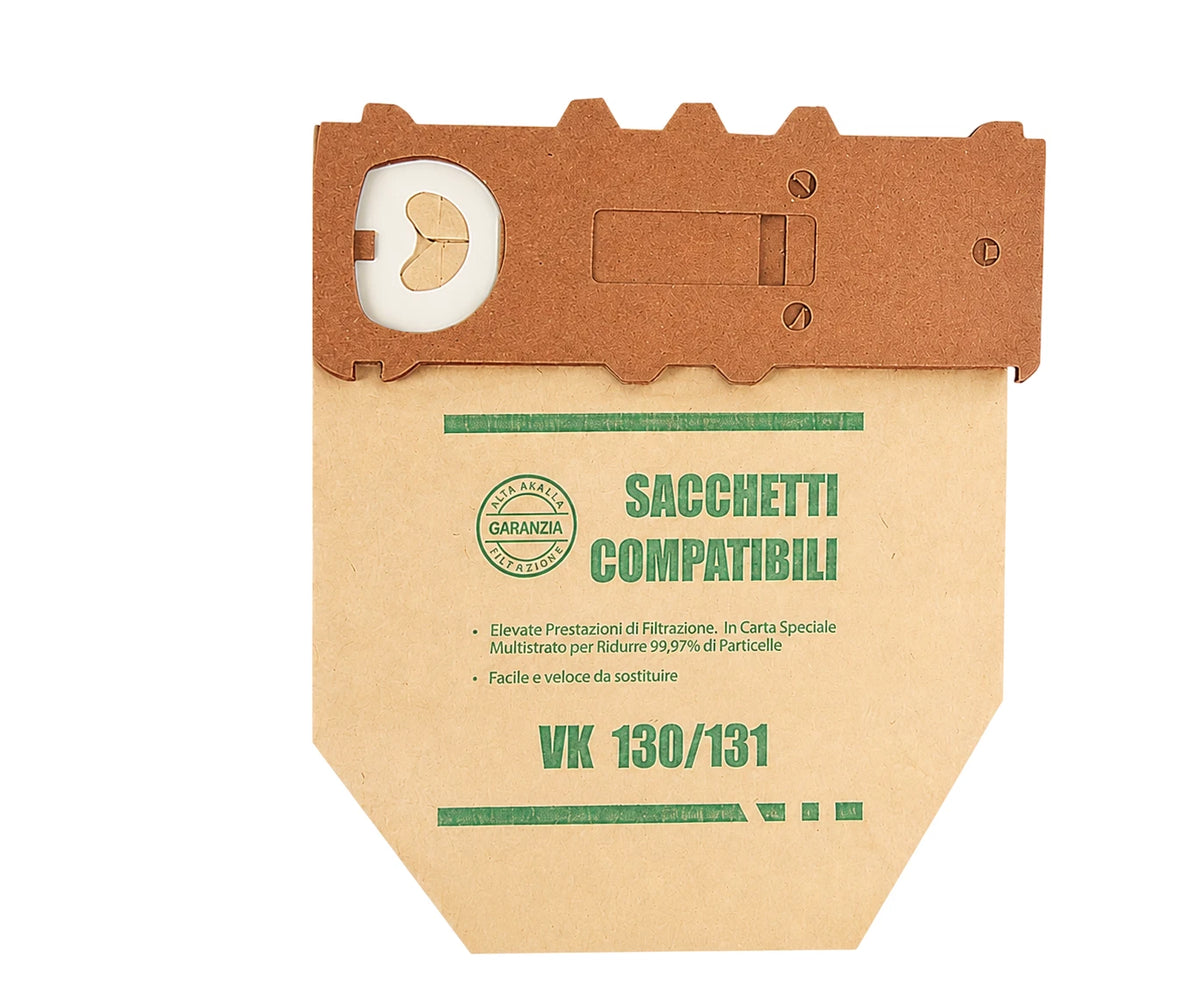 Confezione di 6 sacchetti in carta ecologica per Vorwerk Folletto VK130 VK131