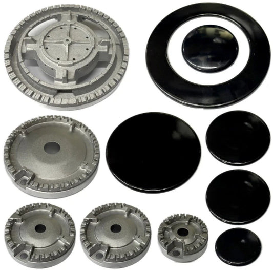 Kit bruciatori e spartifiamma 5 fuochi piano cottura cucina gas Iberna Zerowatt